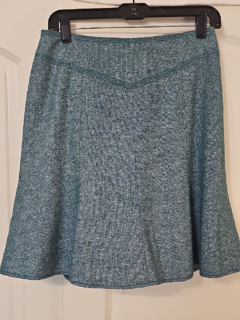 Ann Taylor LOFT Petite Teal and Speckled Blue Tweed Skirt